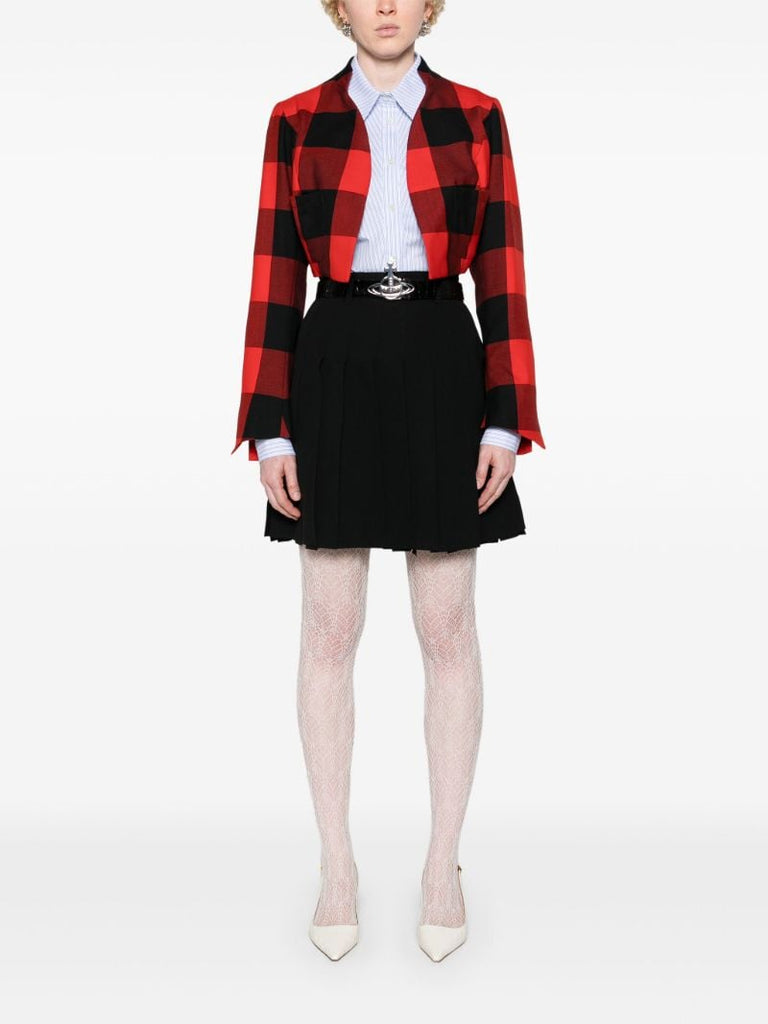Red Cj Checked Wool Cropped Jacket