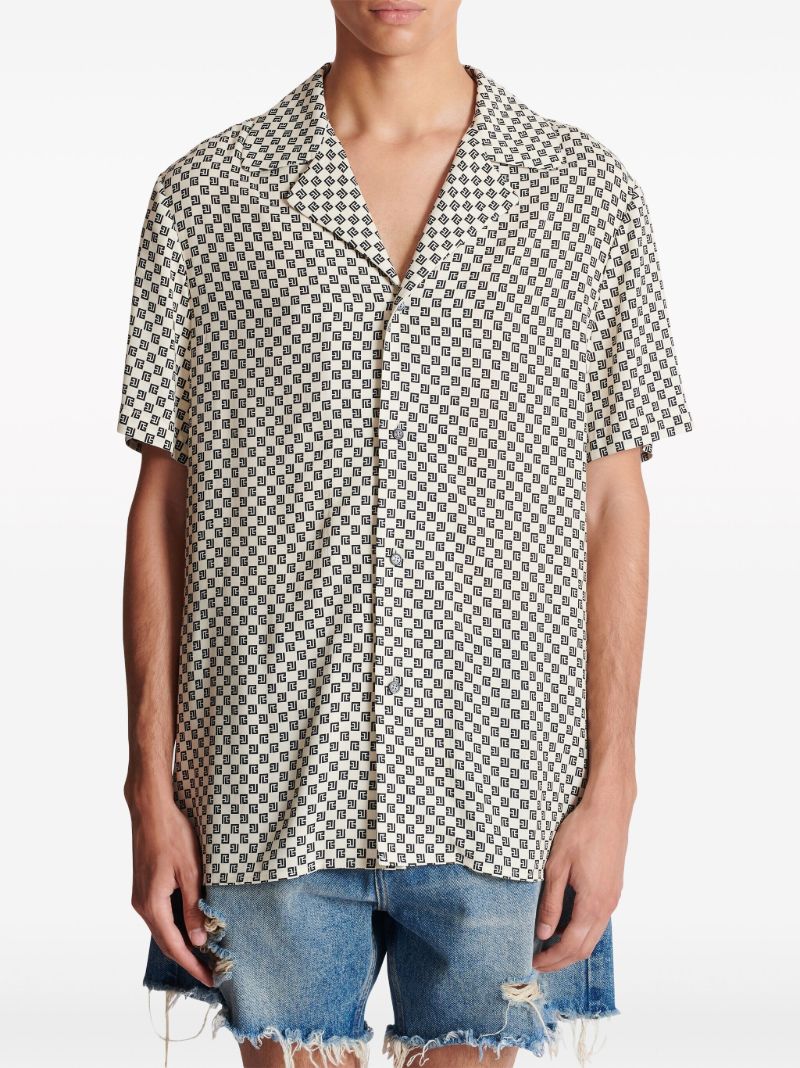White Monogram-print Satin Shirt