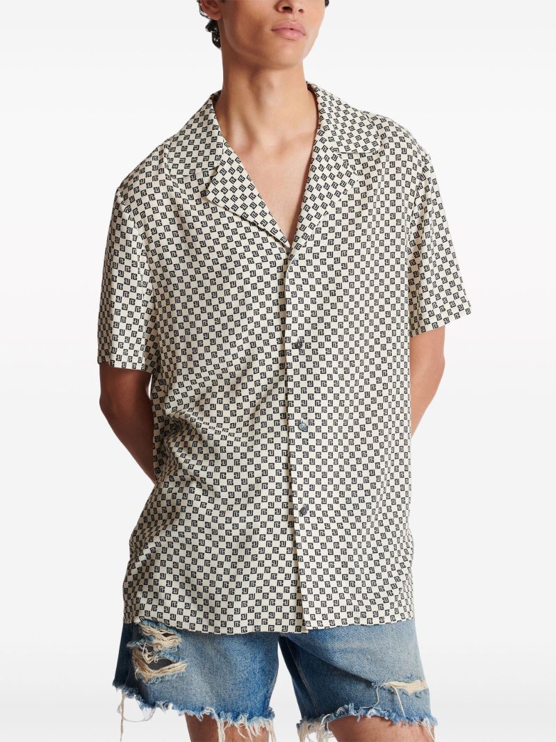 White Monogram-print Satin Shirt