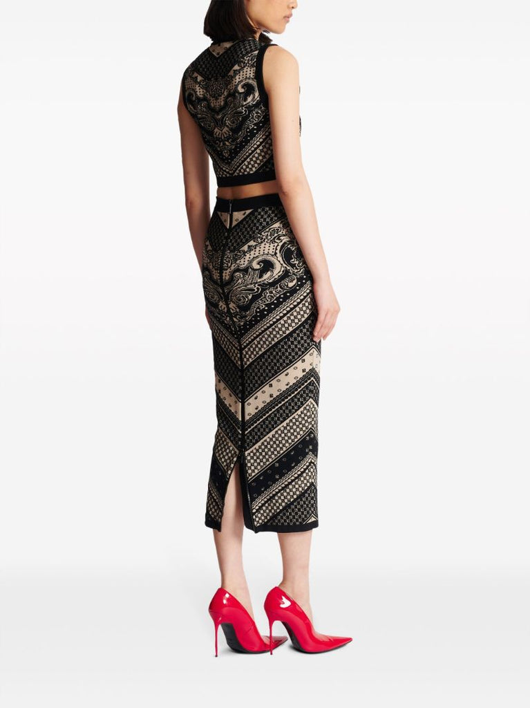 Black Monogram Knit Skirt