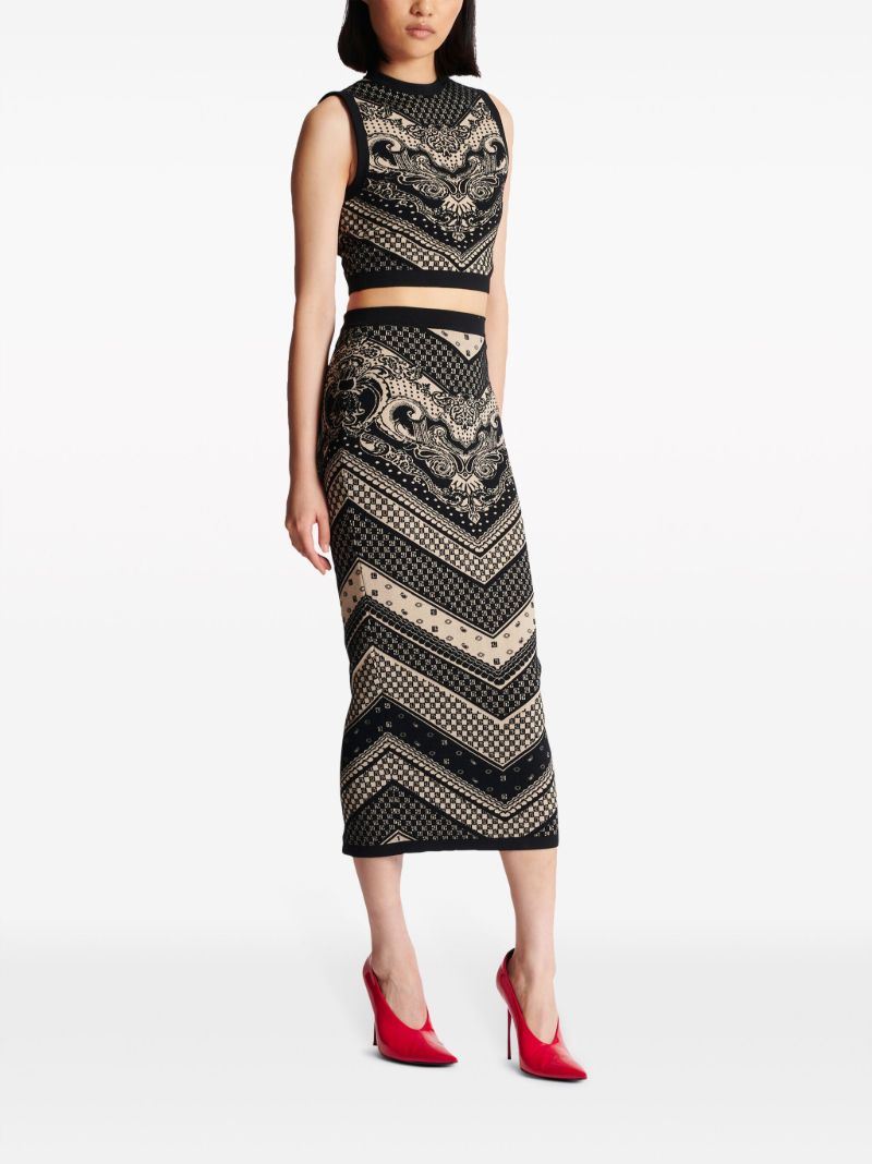 Black Monogram Knit Skirt
