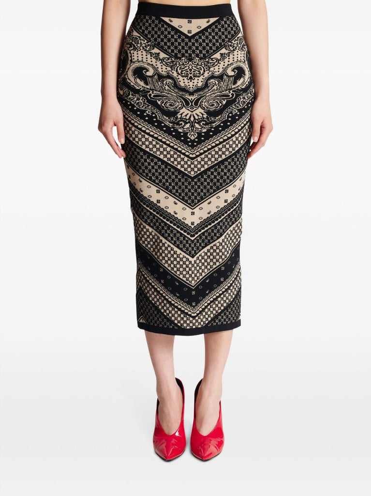 Black Monogram Knit Skirt
