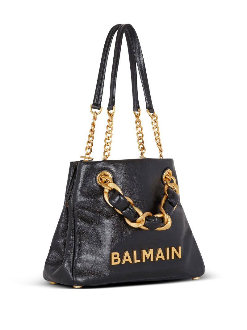 Black 1945 Soft Crinkled Leather Tote Bag