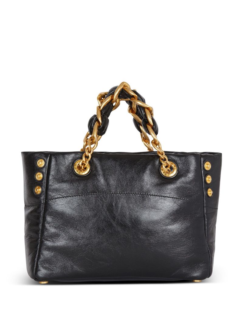 Black 1945 Soft Crinkled Leather Tote Bag