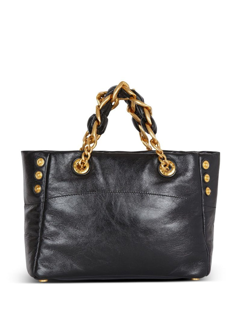 Black 1945 Soft Crinkled Leather Tote Bag