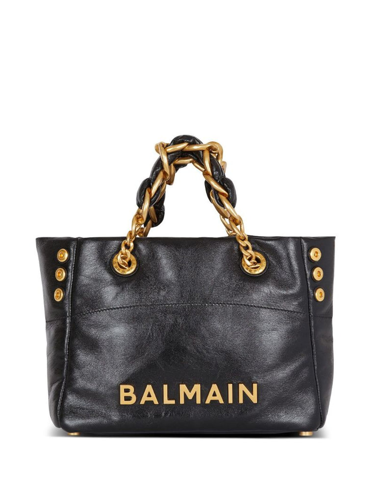 Black 1945 Soft Crinkled Leather Tote Bag