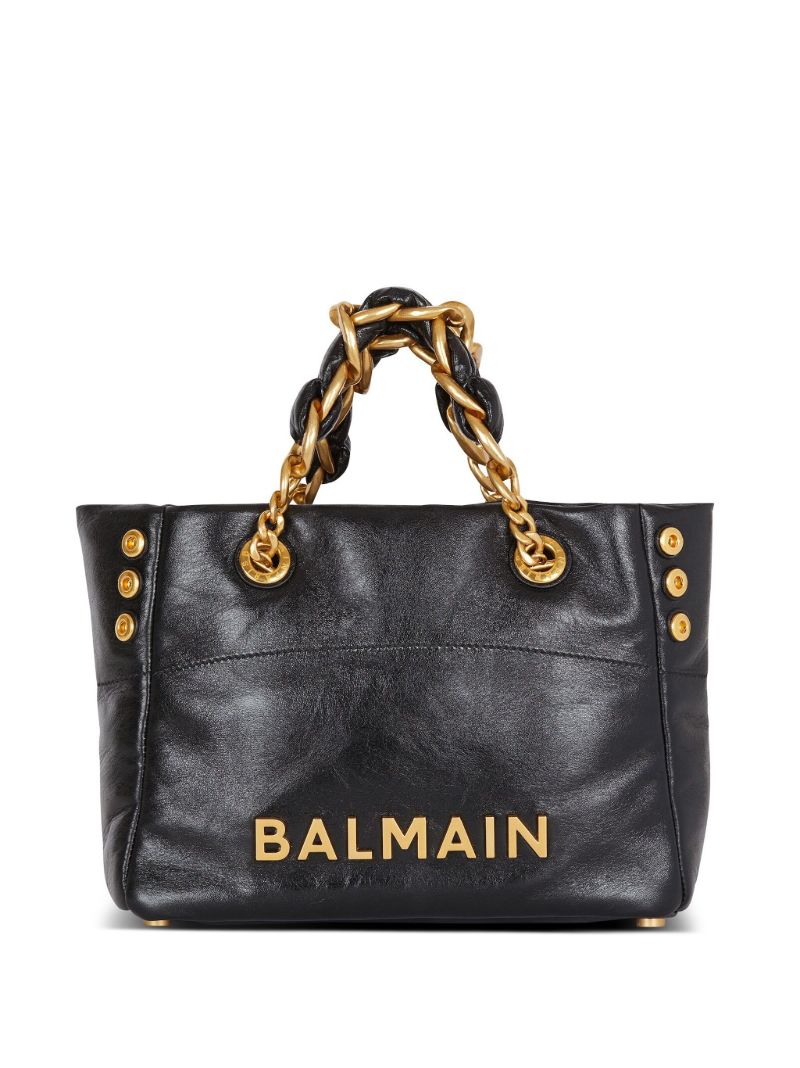 Black 1945 Soft Crinkled Leather Tote Bag