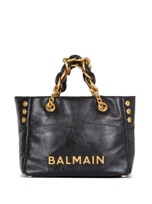 Black 1945 Soft Crinkled Leather Tote Bag