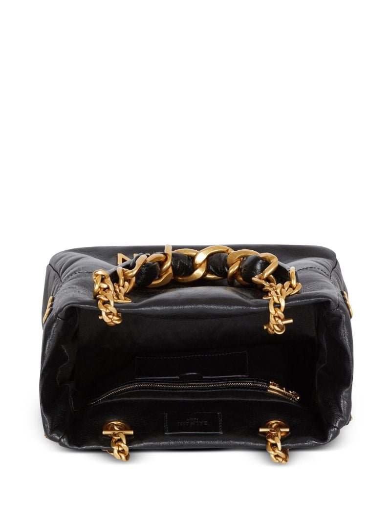 Black 1945 Soft Crinkled Leather Tote Bag