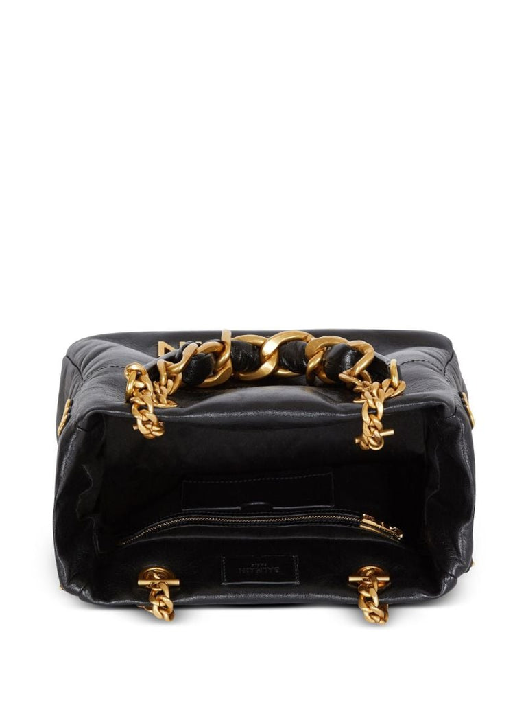Black 1945 Soft Crinkled Leather Tote Bag