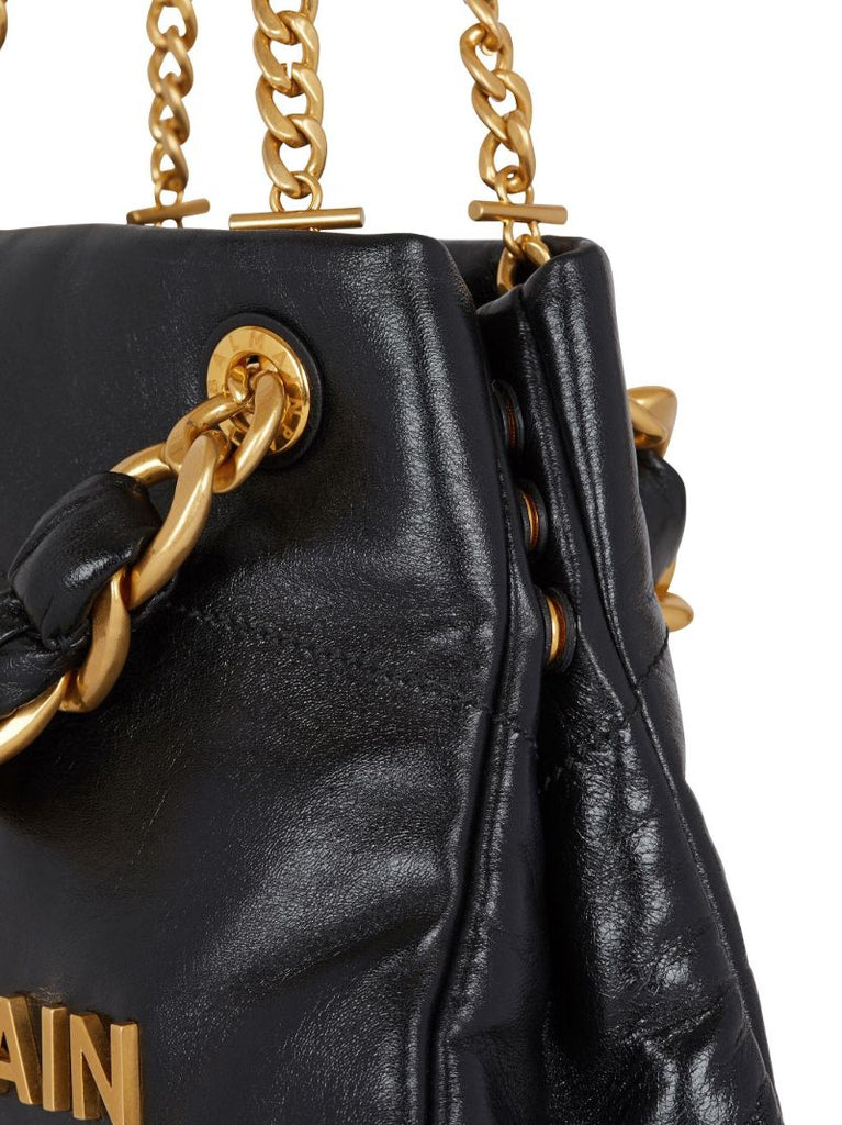 Black 1945 Soft Crinkled Leather Tote Bag
