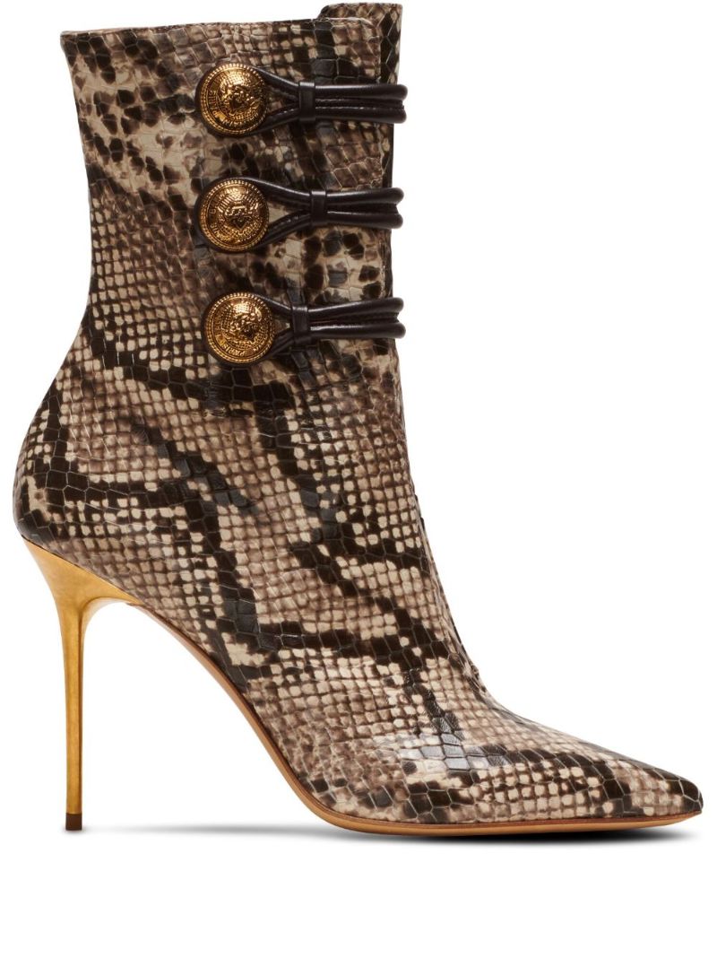 Brown Alma 95mm Snakeskin-effect Boots