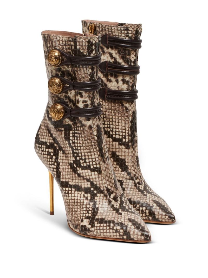 Brown Alma 95mm Snakeskin-effect Boots