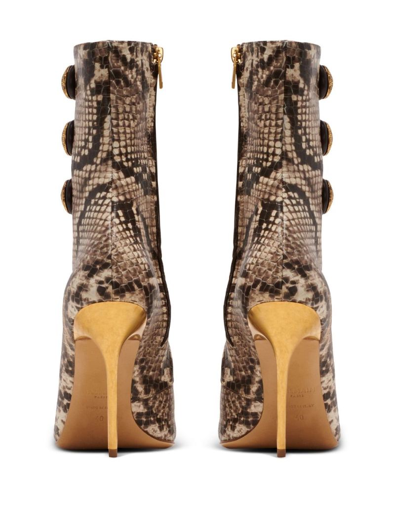 Brown Alma 95mm Snakeskin-effect Boots