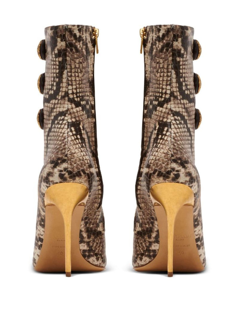 Brown Alma 95mm Snakeskin-effect Boots