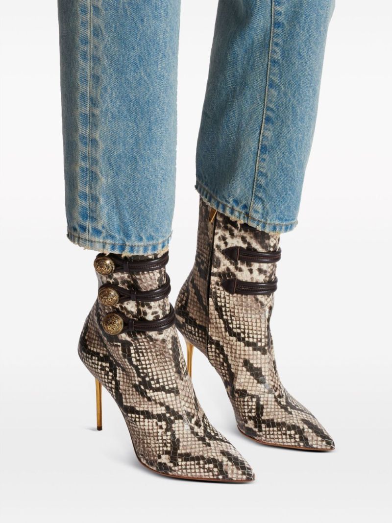 Brown Alma 95mm Snakeskin-effect Boots