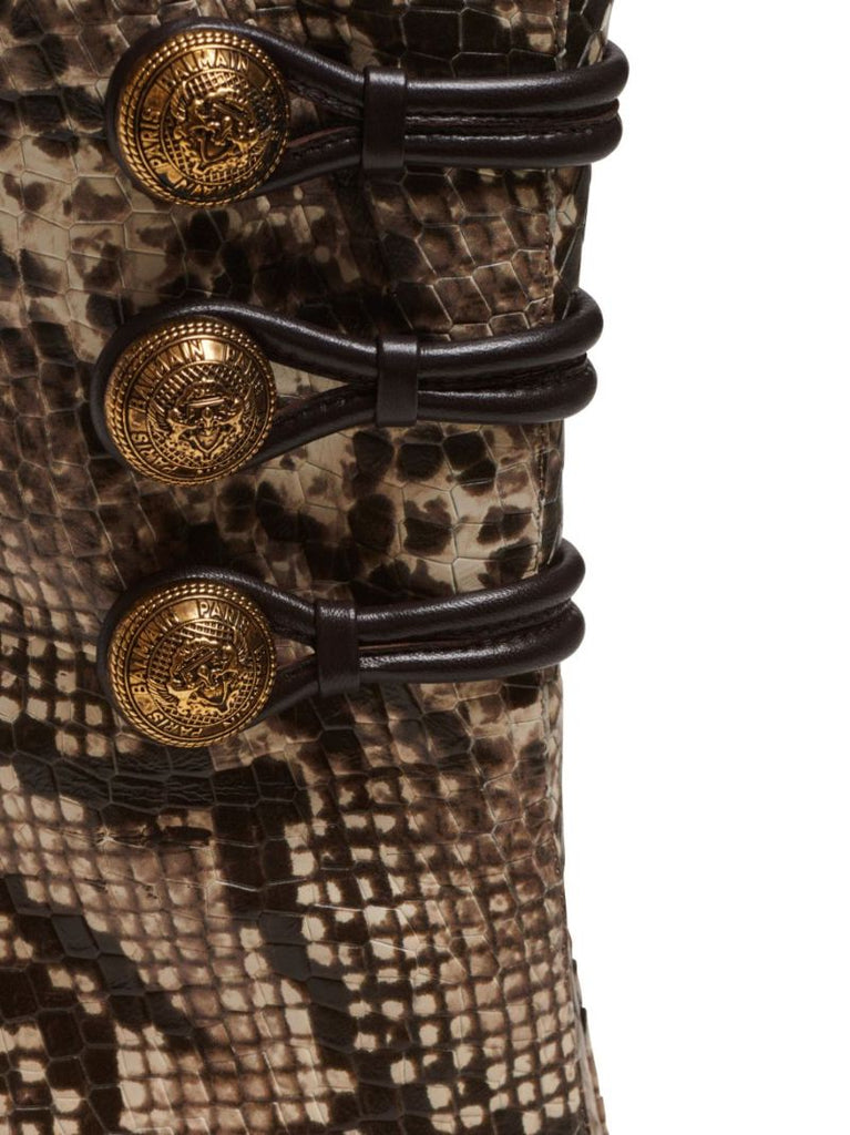 Brown Alma 95mm Snakeskin-effect Boots