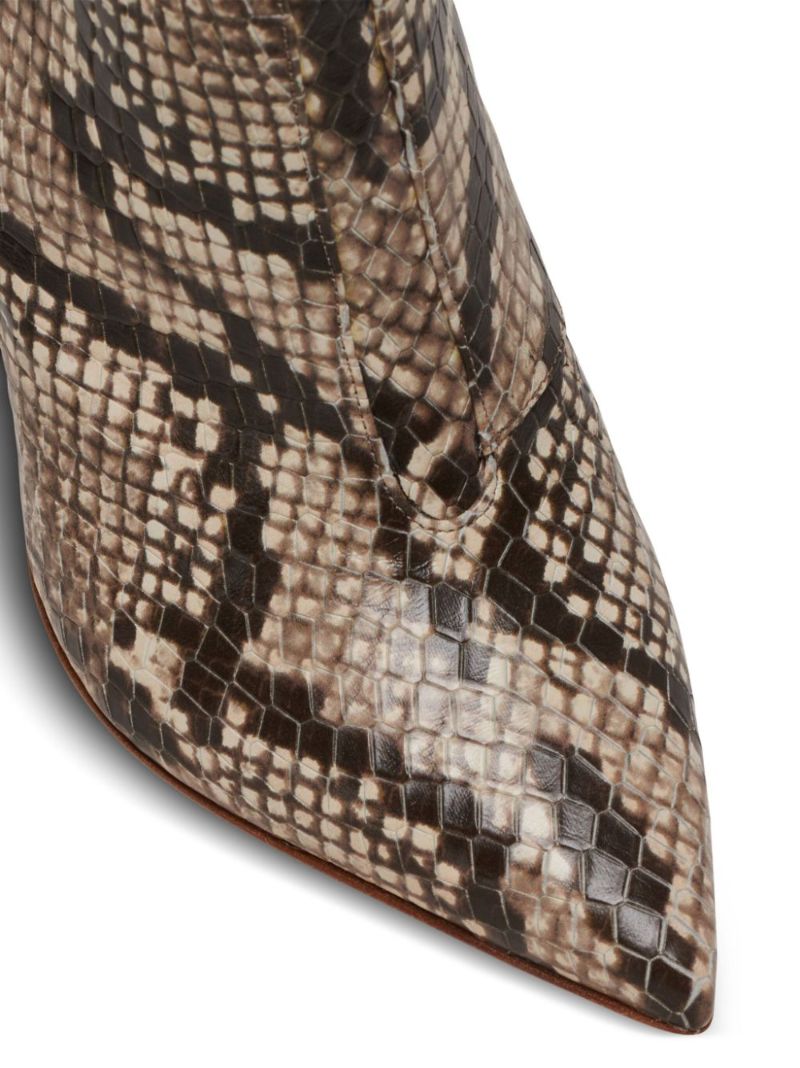 Brown Alma 95mm Snakeskin-effect Boots