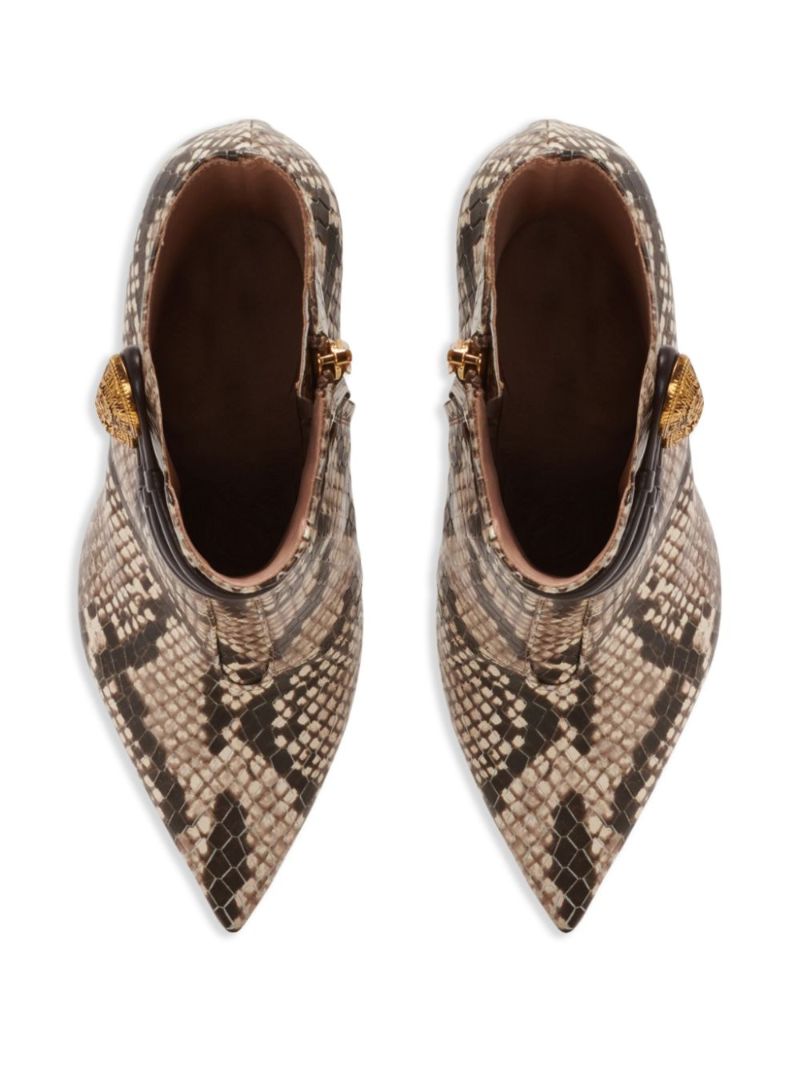Brown Alma 95mm Snakeskin-effect Boots