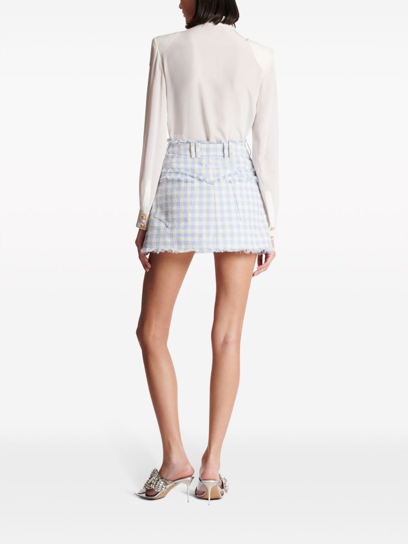 Blue Gingham A-line Skirt