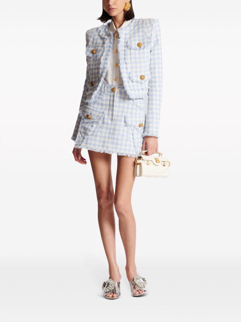 Blue Gingham A-line Skirt