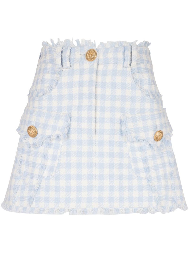 Blue Gingham A-line Skirt