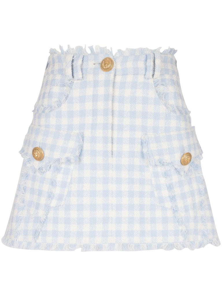 Blue Gingham A-line Skirt