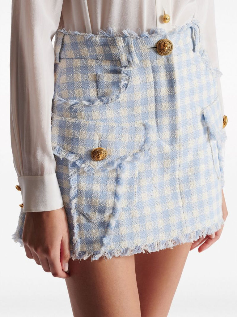 Blue Gingham A-line Skirt
