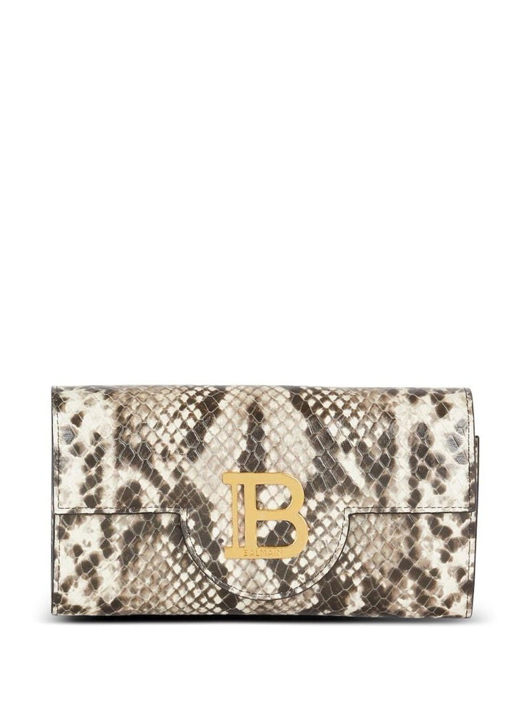 Brown B-buzz Snakeskin-effect Leather Wallet-on-chain