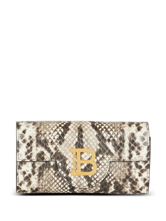Brown B-buzz Snakeskin-effect Leather Wallet-on-chain