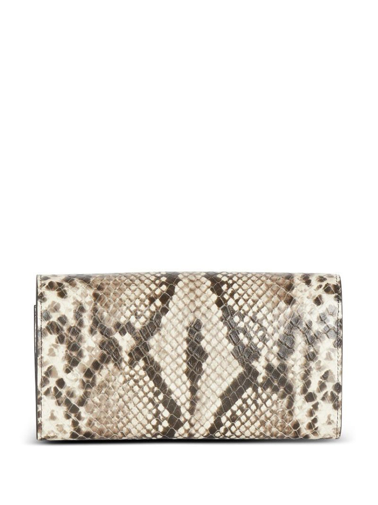 Brown B-buzz Snakeskin-effect Leather Wallet-on-chain