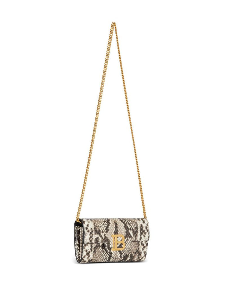 Brown B-buzz Snakeskin-effect Leather Wallet-on-chain
