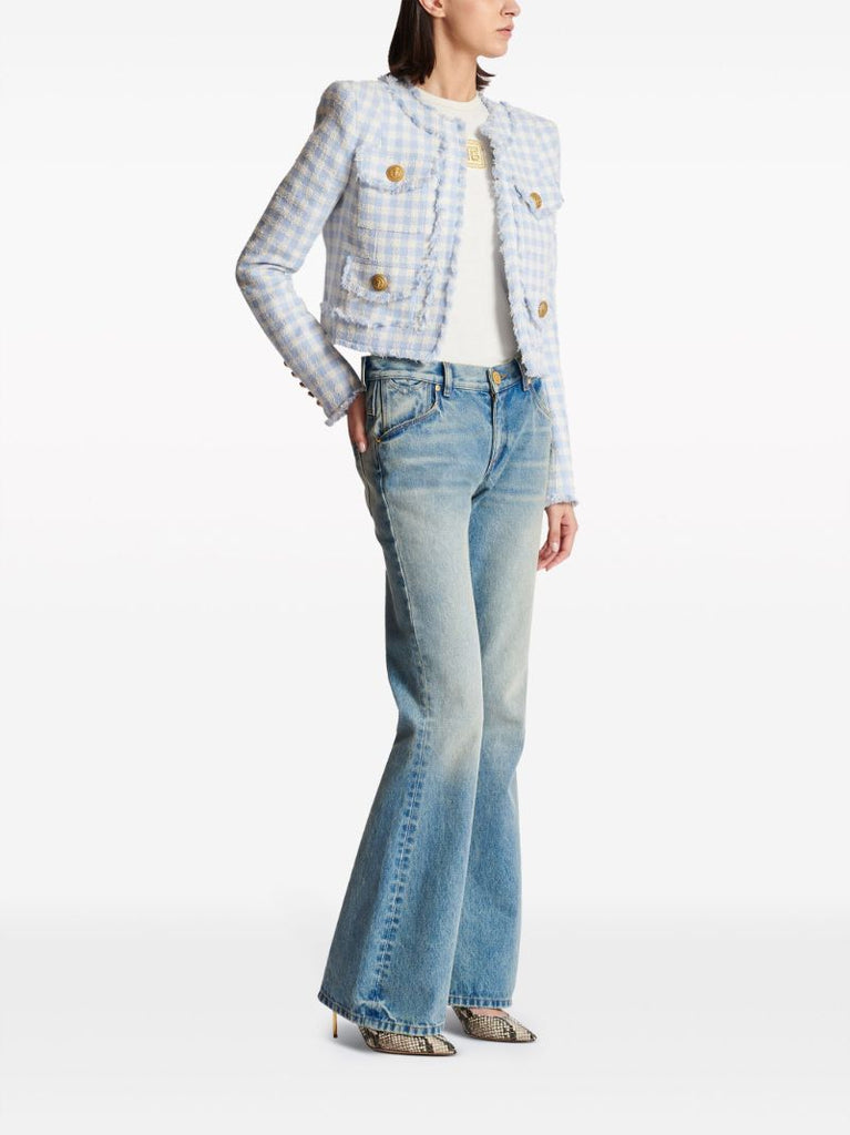 Blue Gingham Tweed Jacket