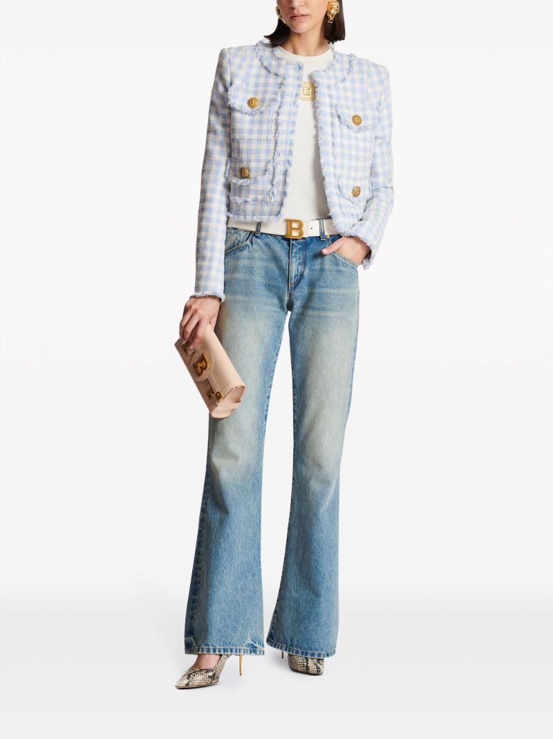 Blue Gingham Tweed Jacket