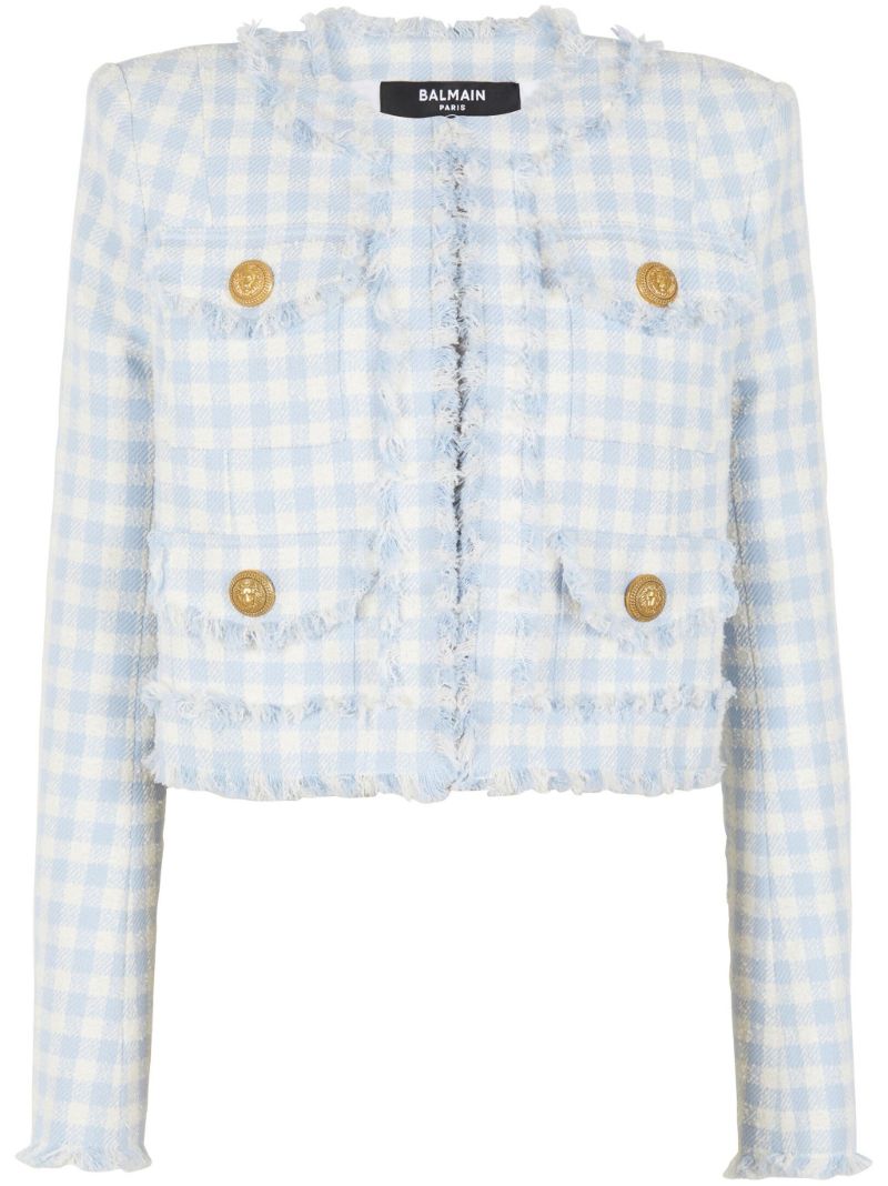 Blue Gingham Tweed Jacket