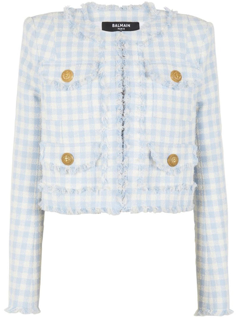 Blue Gingham Tweed Jacket