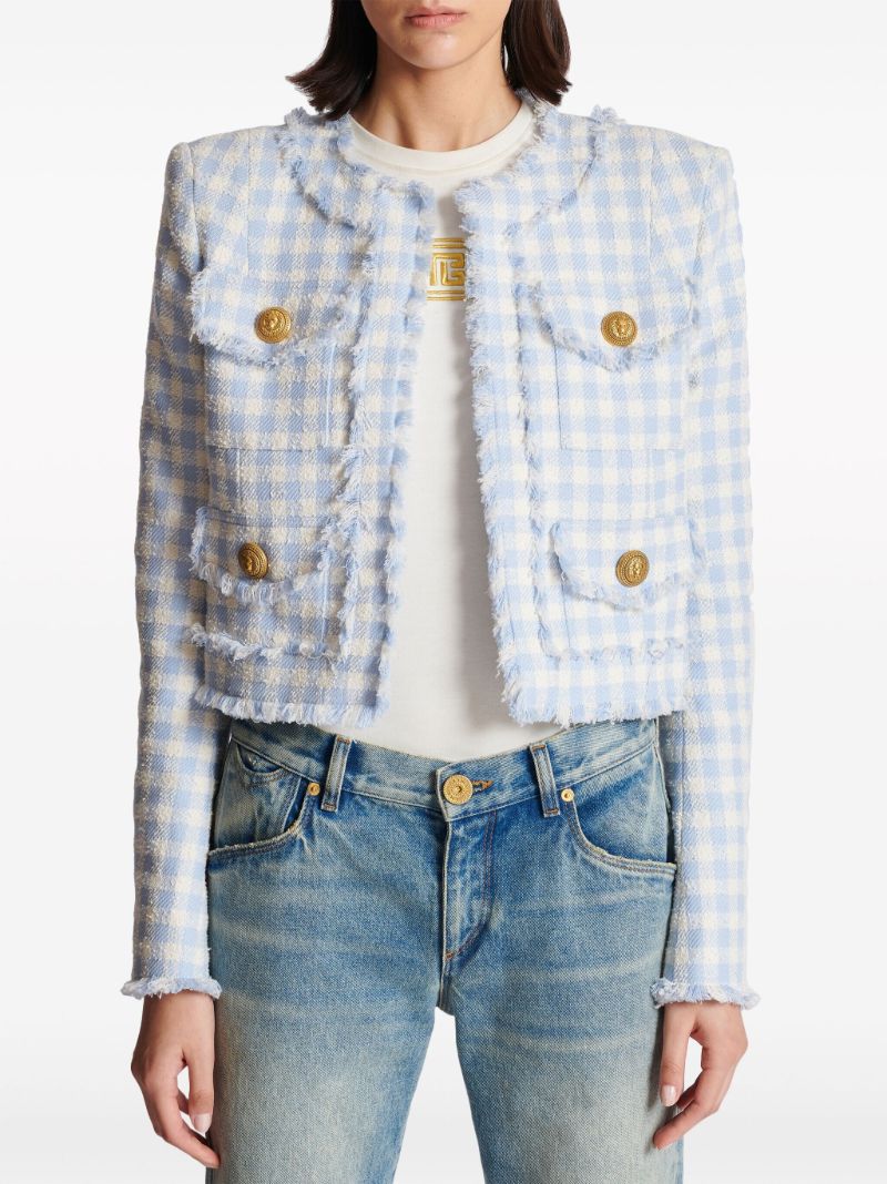 Blue Gingham Tweed Jacket