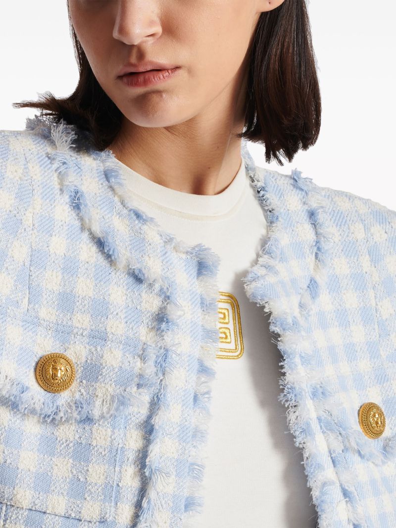 Blue Gingham Tweed Jacket