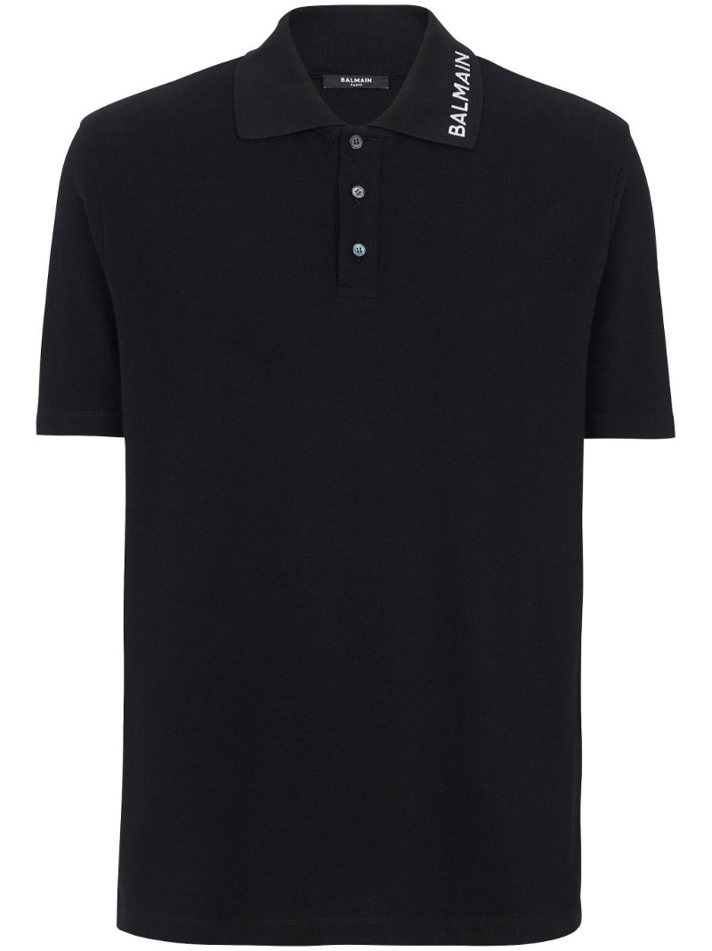 Black Logo-embroidered Cotton Polo Shirt