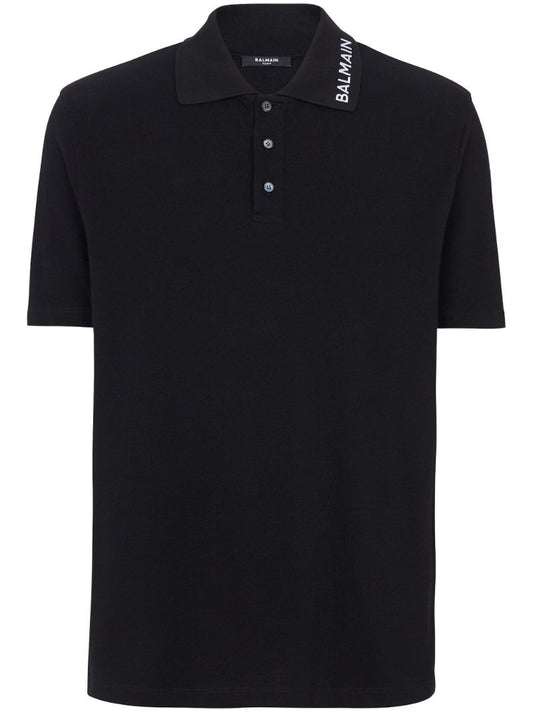 Black Logo-embroidered Cotton Polo Shirt