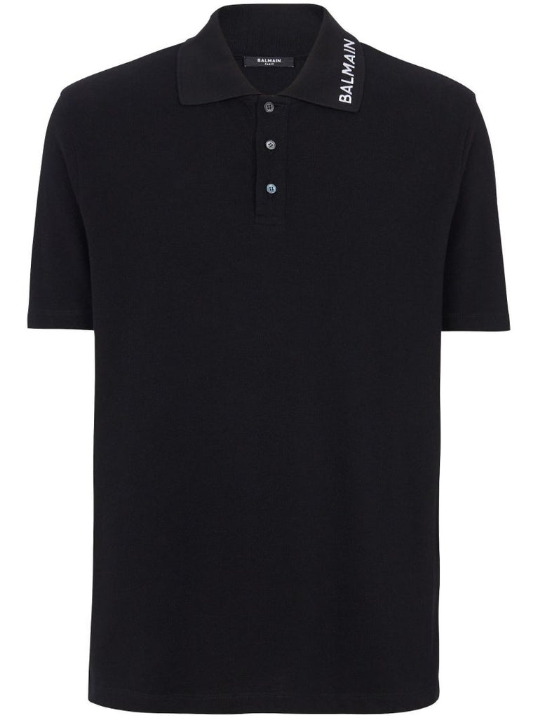 Black Logo-embroidered Cotton Polo Shirt