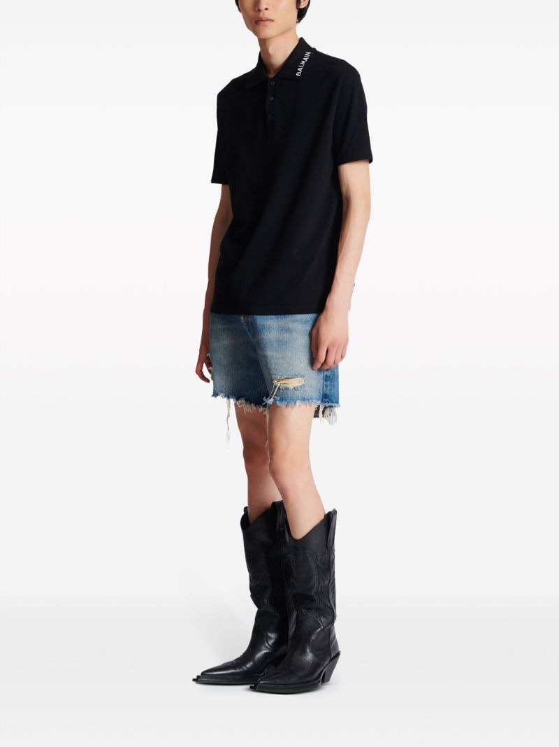 Black Logo-embroidered Cotton Polo Shirt