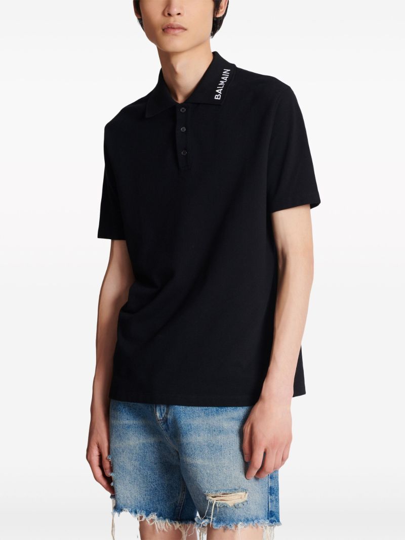 Black Logo-embroidered Cotton Polo Shirt