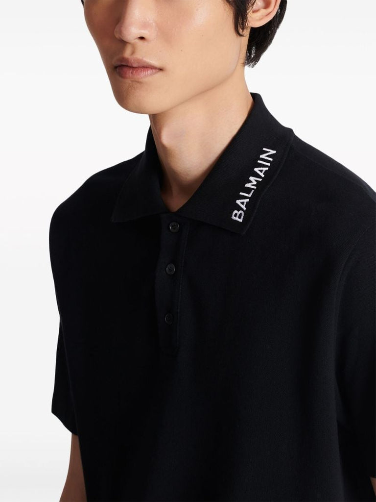 Black Logo-embroidered Cotton Polo Shirt