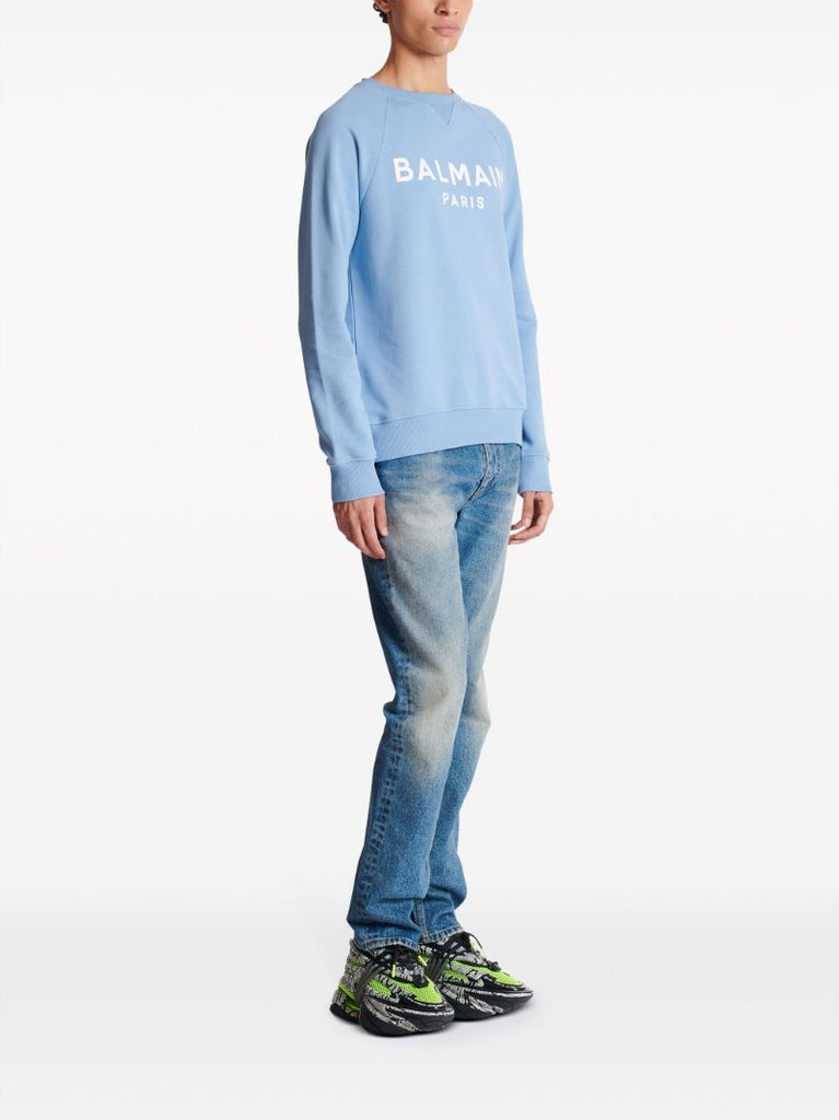Blue Logo-print Organic Cotton Sweatshirt