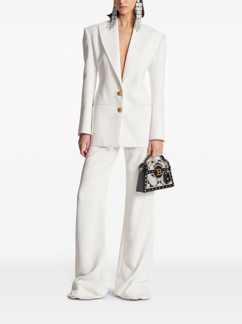 White Peak-lapel Crepe Blazer