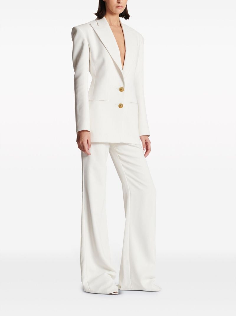 White Peak-lapel Crepe Blazer
