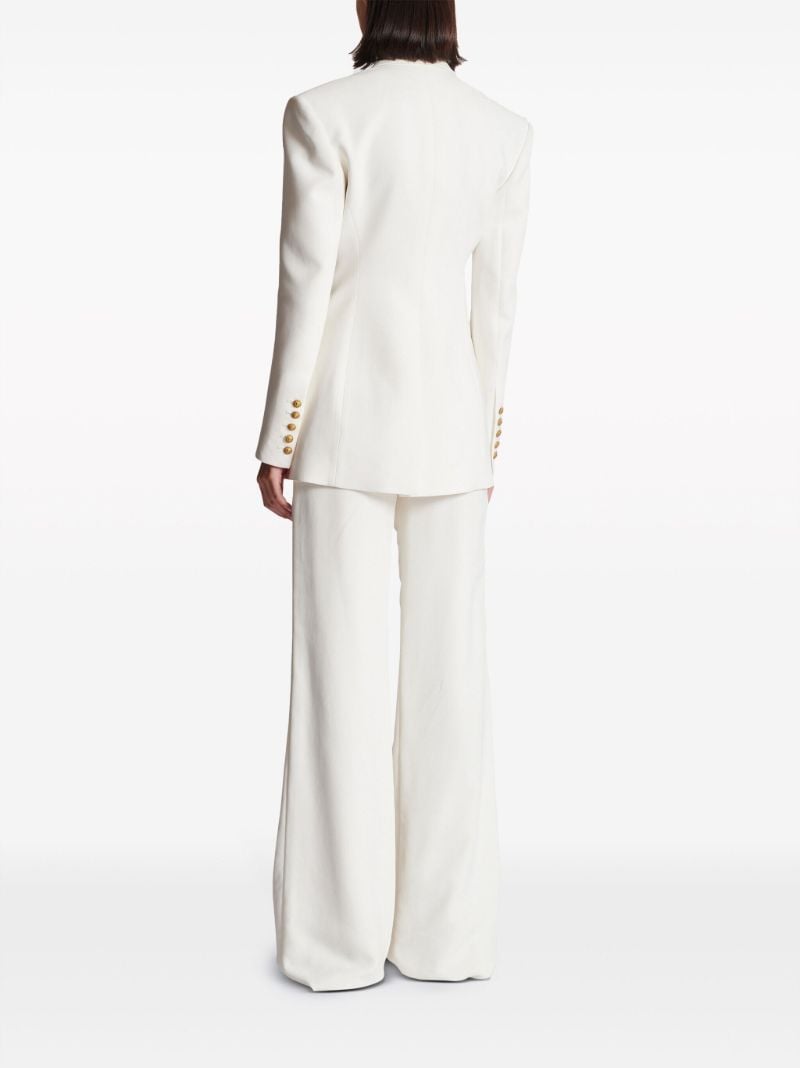 White Peak-lapel Crepe Blazer