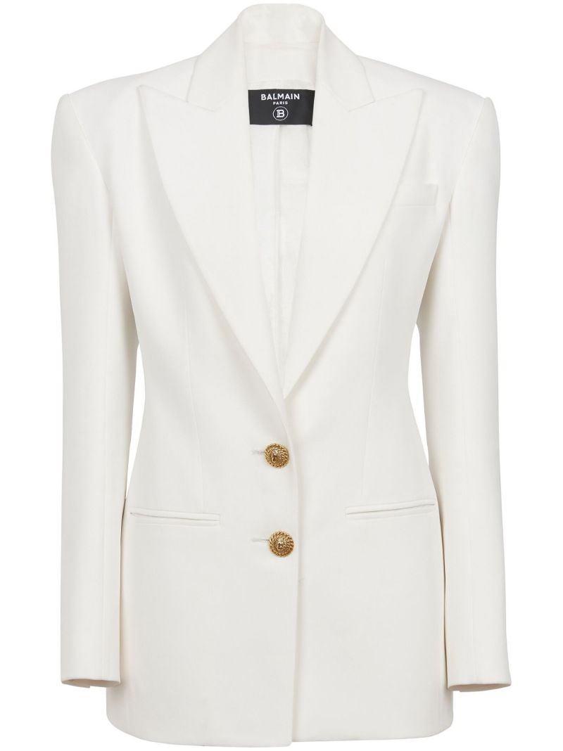 White Peak-lapel Crepe Blazer