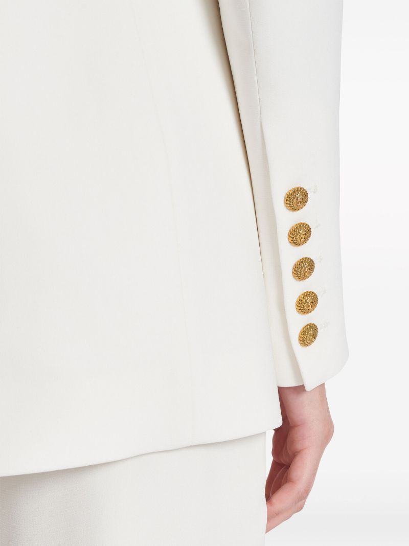 White Peak-lapel Crepe Blazer